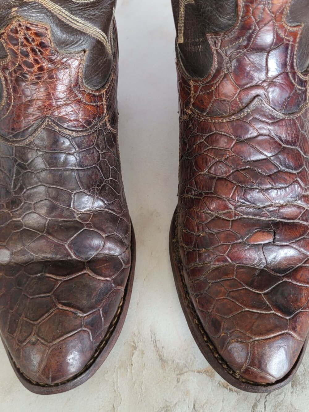 Masters Pre-Ban Vintage Turtle Western Cowboy Boots Brown Men's Size 8 - Picture 2 of 16